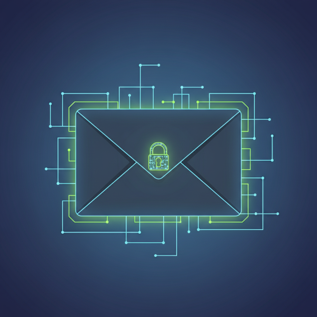 Secure professional email network illustration